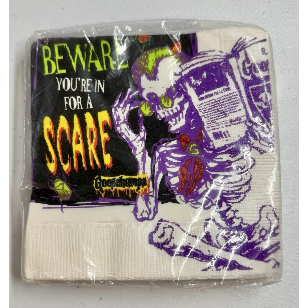 Vintage 1997 Goosebumps 16 Party Napkins Halloween Skeleton Brand New